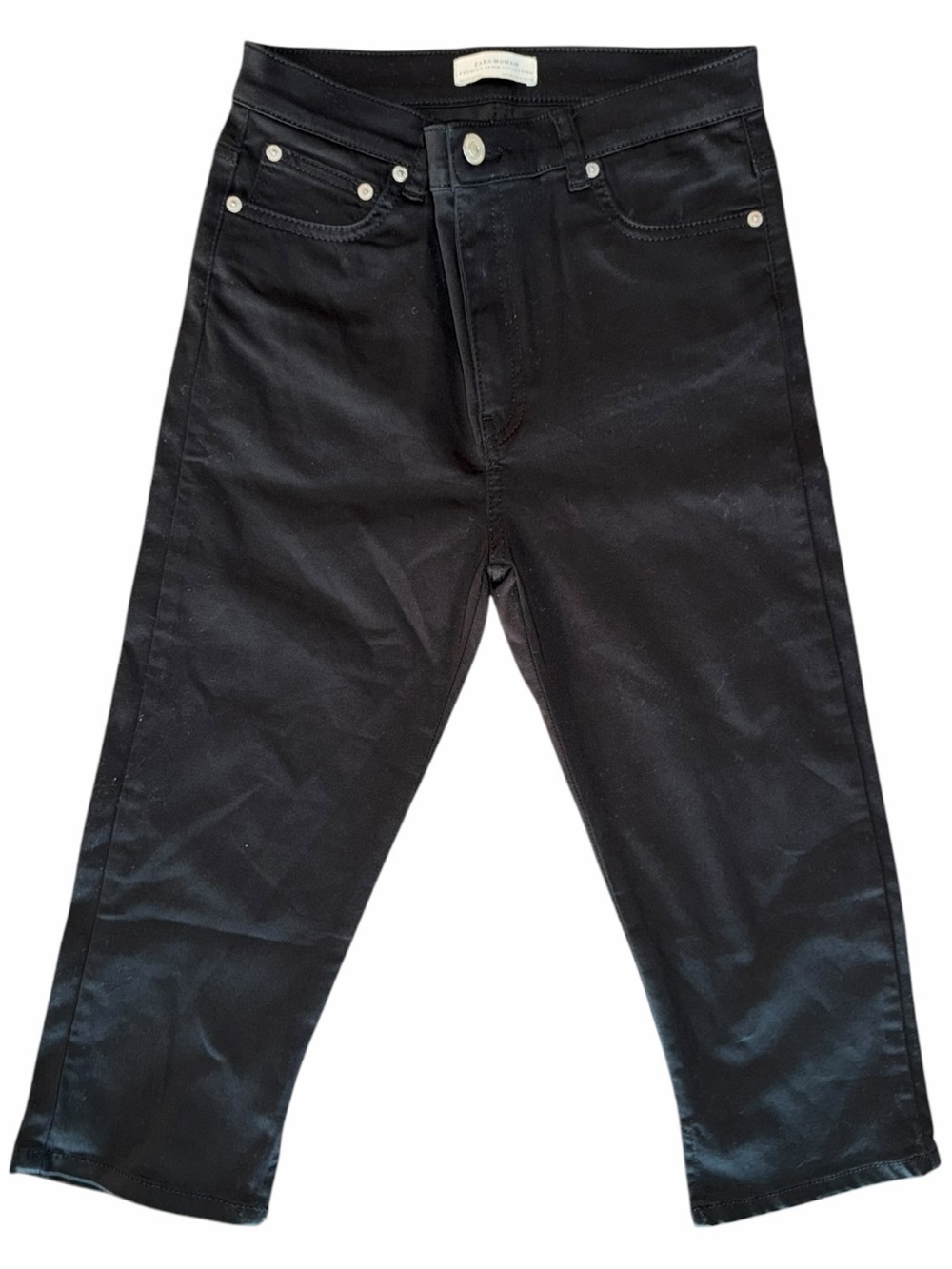 Zara Woman Black Stretch Capri Pants Cropped Slim Fit Size 4 - Picture 4 of 11